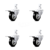 Service Caster 3.5 Inch Black Poly Swivel 7/8 Inch Square Stem Caster Set Total Lock Brake SCC SCC-SQTTL20S3514-PPUB-BLK-78-4